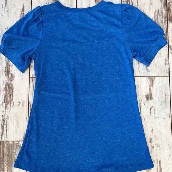 CzzzyL Women’s Nursing Blouse Blue V-Neck Puff Sleeve Top | Size Small | NWT - Picture 6 of 11